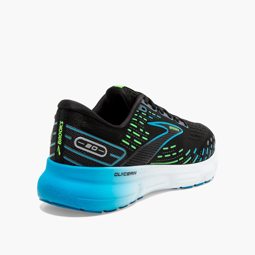 Chaussures Running Route Brooks Glycerin 20: Road Blanche Bleu Homme | FJE-9773048